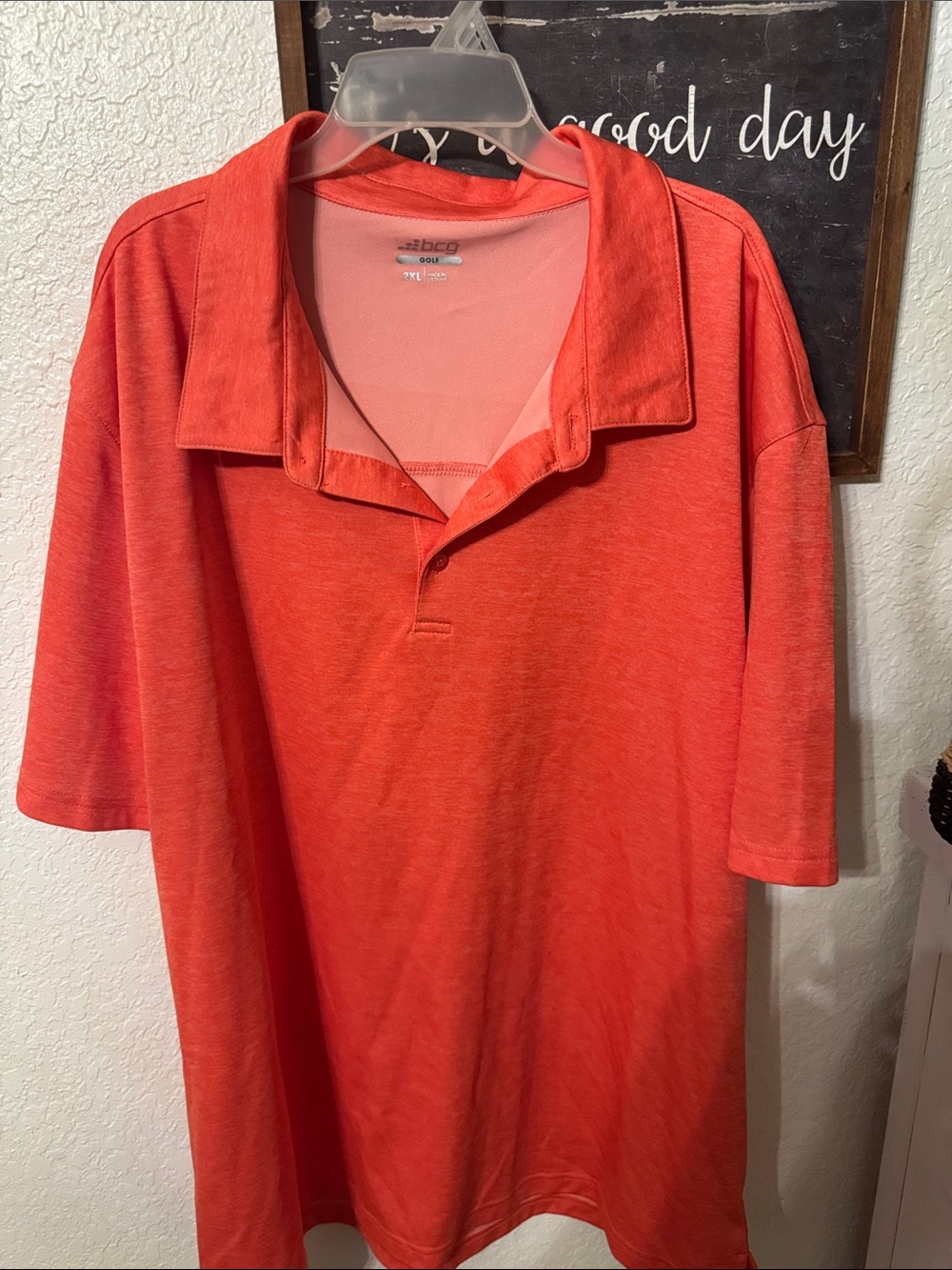 Bcg  Men's Coral Red Polo Shirt - Classic Short Sleeve